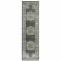 8' Blue And Beige Oriental Runner Rug