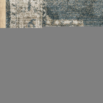3' X 5' Blue and Beige Oriental Power Loom Area Rug