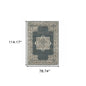 7' X 10' Blue and Beige Oriental Power Loom Area Rug