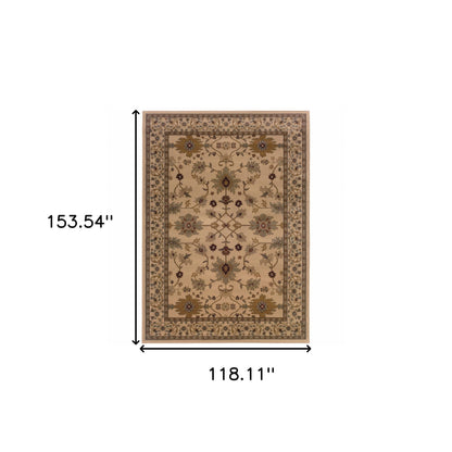 10' X 13' Ivory Oriental Power Loom Stain Resistant Area Rug