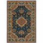 10' X 13' Blue Red And Beige Oriental Power Loom Stain Resistant Area Rug