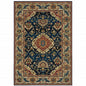 10' X 13' Blue Red And Beige Oriental Power Loom Stain Resistant Area Rug