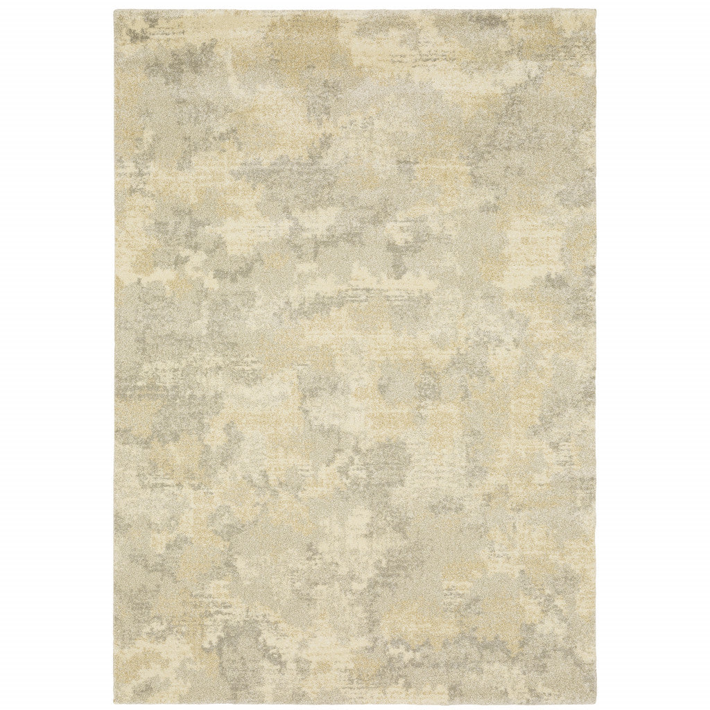 8' X 11' Grey Ivory Beige And Taupe Abstract Power Loom Stain Resistant Area Rug