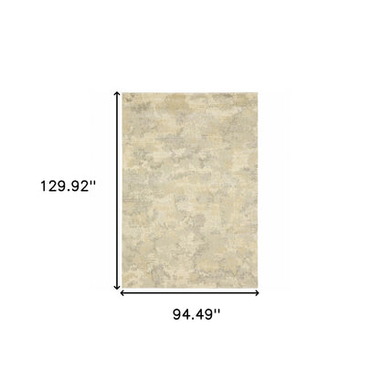 8' X 11' Grey Ivory Beige And Taupe Abstract Power Loom Stain Resistant Area Rug