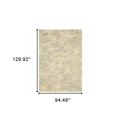 8' X 11' Grey Ivory Beige And Taupe Abstract Power Loom Stain Resistant Area Rug