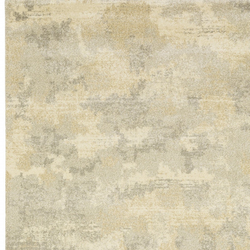 8' X 11' Grey Ivory Beige And Taupe Abstract Power Loom Stain Resistant Area Rug