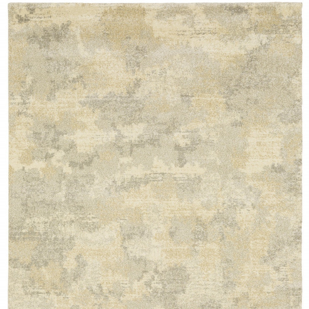 8' X 11' Grey Ivory Beige And Taupe Abstract Power Loom Stain Resistant Area Rug