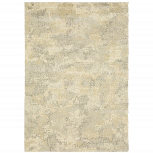 10' X 13' Grey Ivory Beige And Taupe Abstract Power Loom Stain Resistant Area Rug