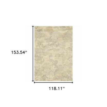 10' X 13' Grey Ivory Beige And Taupe Abstract Power Loom Stain Resistant Area Rug