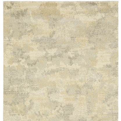 10' X 13' Grey Ivory Beige And Taupe Abstract Power Loom Stain Resistant Area Rug