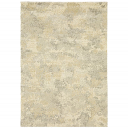 10' X 13' Grey Ivory Beige And Taupe Abstract Power Loom Stain Resistant Area Rug