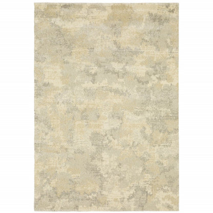 10' X 13' Grey Ivory Beige And Taupe Abstract Power Loom Stain Resistant Area Rug