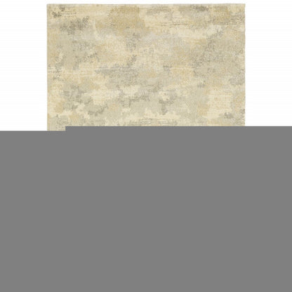 10' X 13' Grey Ivory Beige And Taupe Abstract Power Loom Stain Resistant Area Rug