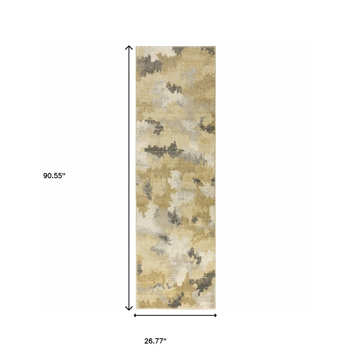 2' X 8' Beige Grey And Gold Abstract Power Loom Stain Resistant Runner Rug