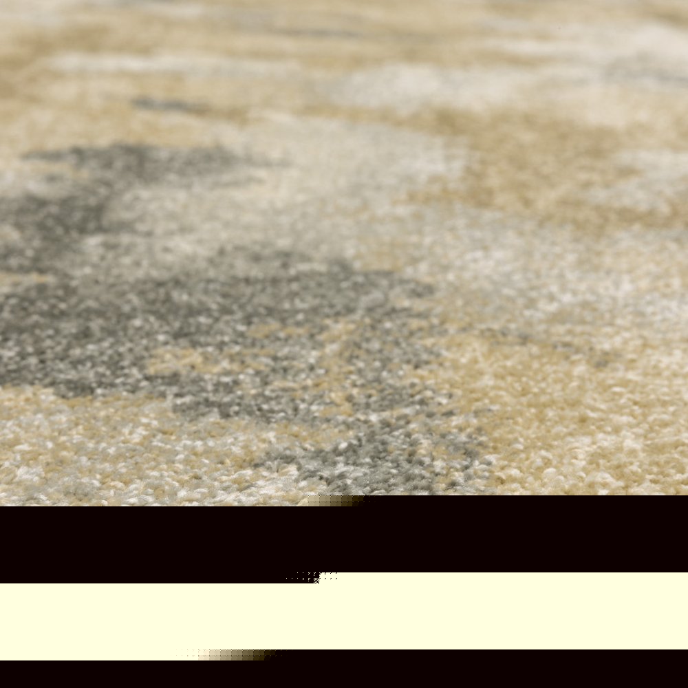 3' X 5' Beige Grey And Gold Abstract Power Loom Stain Resistant Area Rug