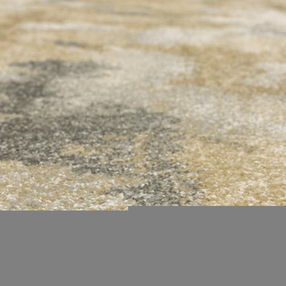 3' X 5' Beige Grey And Gold Abstract Power Loom Stain Resistant Area Rug