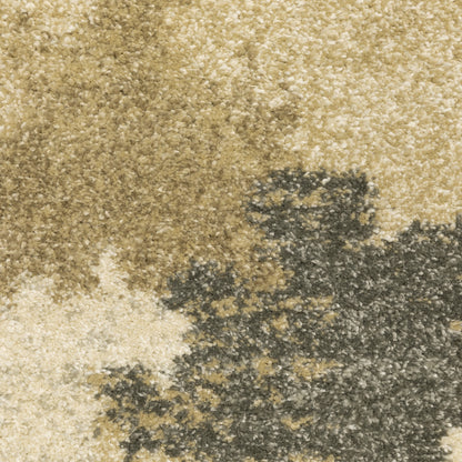 6' X 9' Beige Grey And Gold Abstract Power Loom Stain Resistant Area Rug