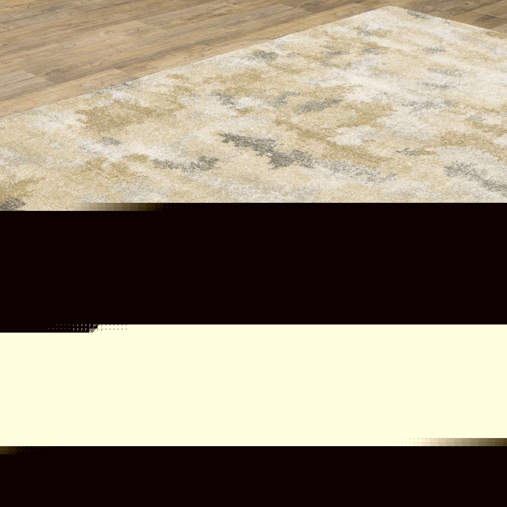 8' X 11' Beige Grey And Gold Abstract Power Loom Stain Resistant Area Rug