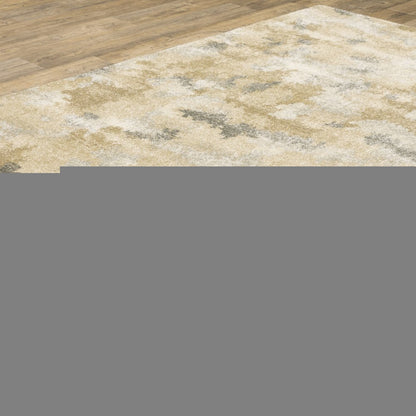 8' X 11' Beige Grey And Gold Abstract Power Loom Stain Resistant Area Rug