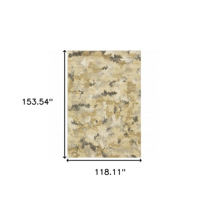 10' X 13' Beige And Gold Abstract Area Rug