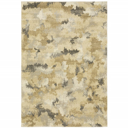 10' X 13' Beige And Gold Abstract Area Rug