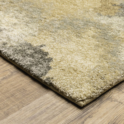 10' X 13' Beige And Gold Abstract Area Rug