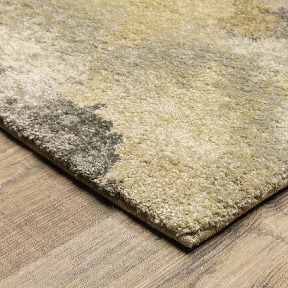10' X 13' Beige And Gold Abstract Area Rug