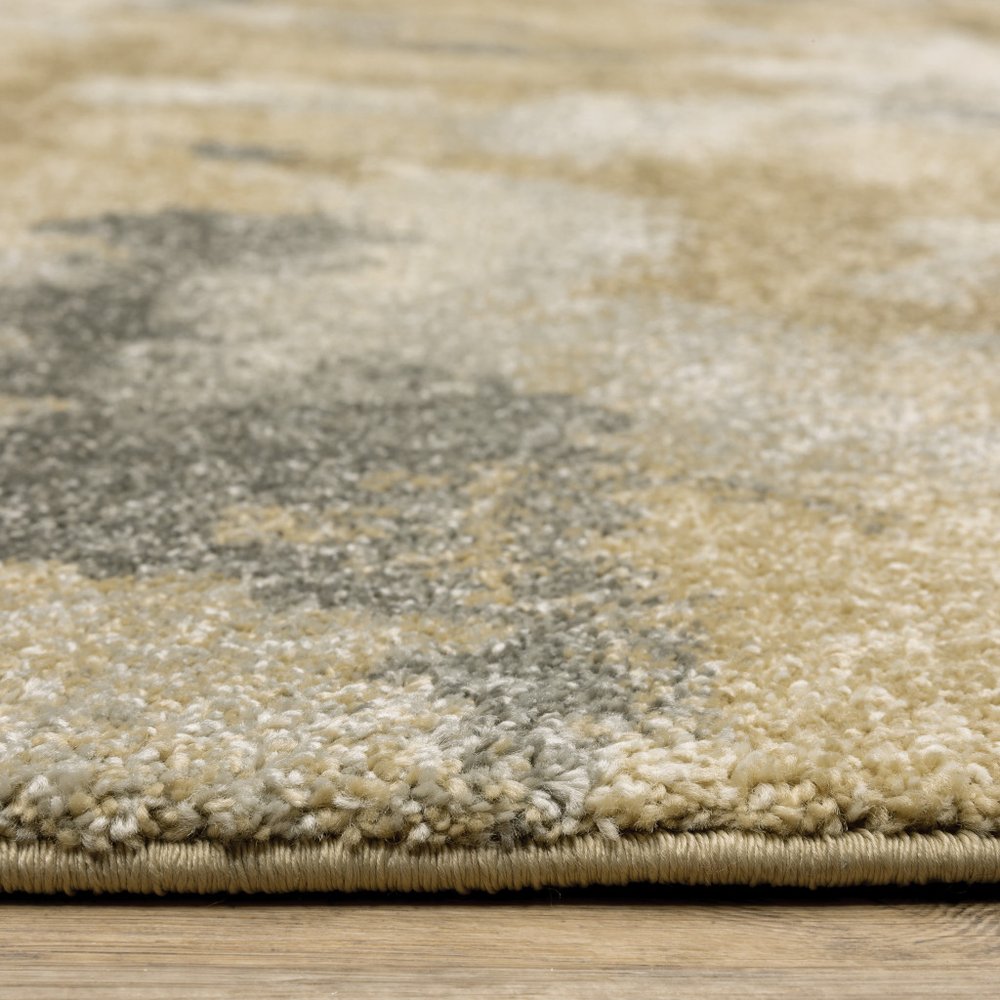 10' X 13' Beige And Gold Abstract Area Rug