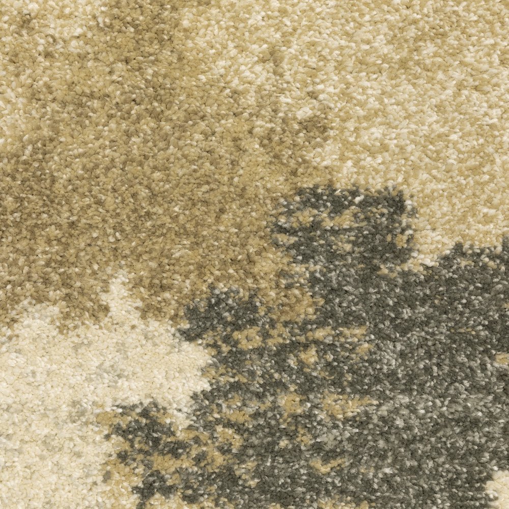 10' X 13' Beige And Gold Abstract Area Rug