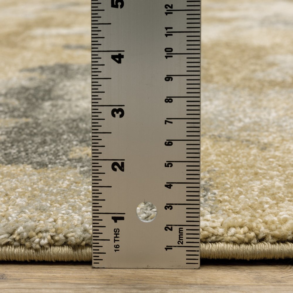 10' X 13' Beige And Gold Abstract Area Rug
