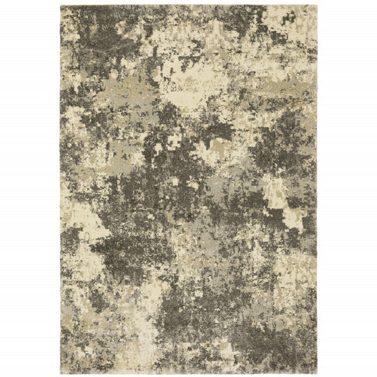 6' X 9' Charcoal Grey Beige And Tan Abstract Power Loom Stain Resistant Area Rug