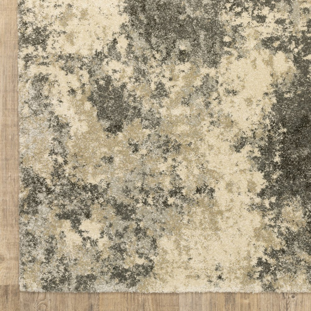 7' X 10' Gray And Beige Abstract Area Rug