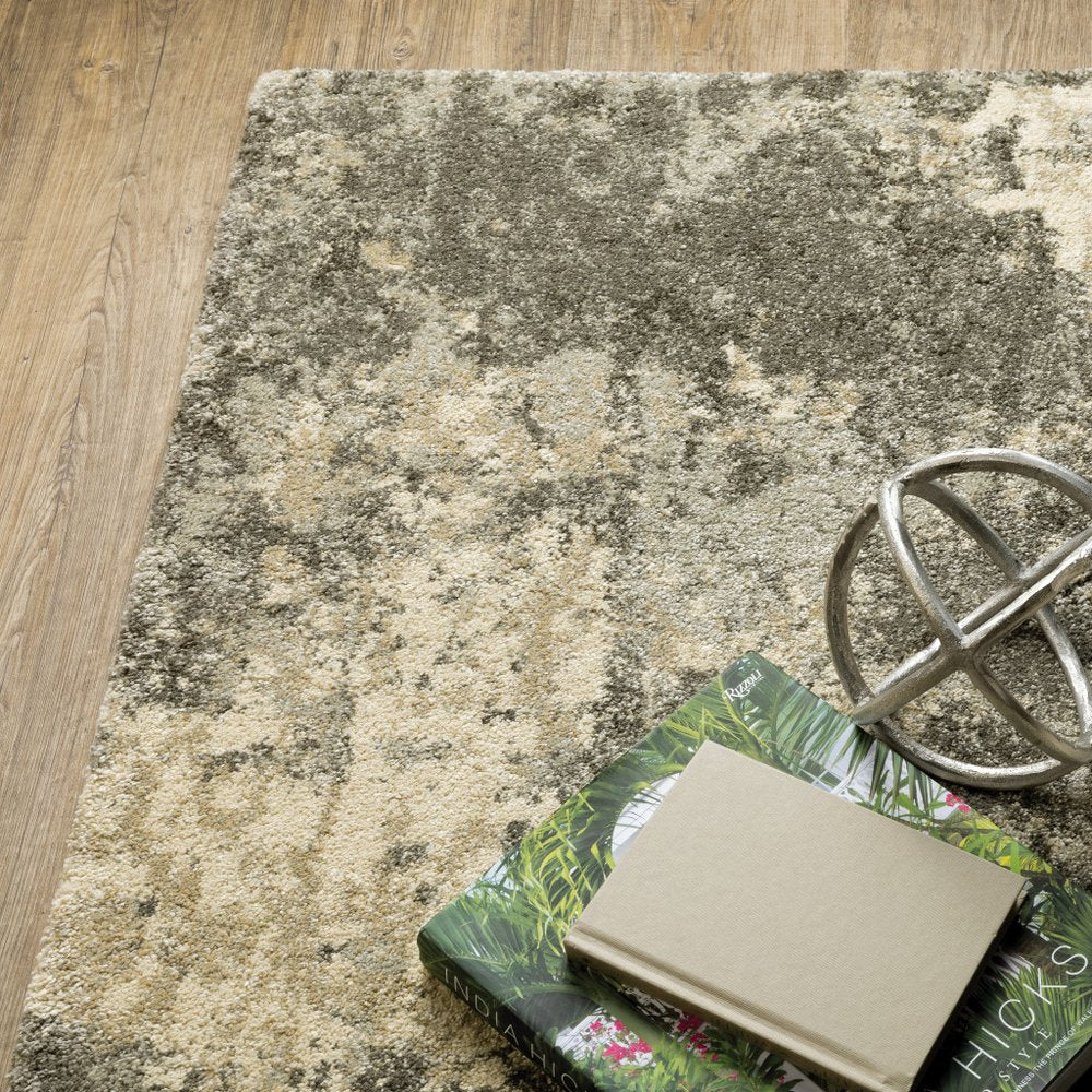 8' X 11' Gray And Beige Abstract Area Rug