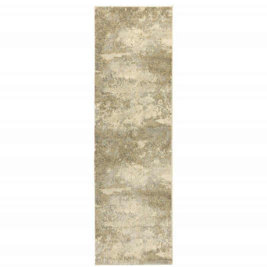 8' Gold And Beige Abstract Runner Rug