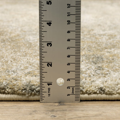 8' Gold And Beige Abstract Runner Rug