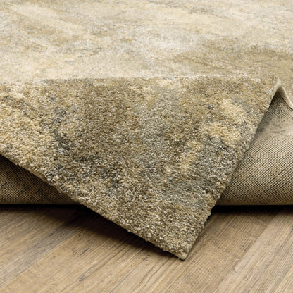 8' Gold And Beige Abstract Runner Rug