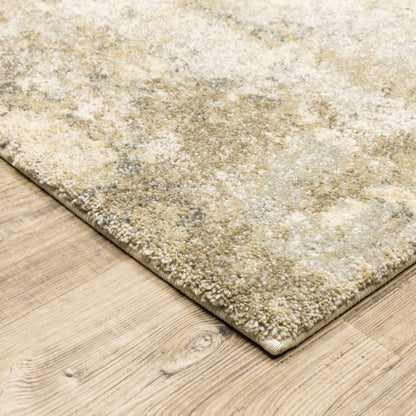 4' X 5' Beige and Gold Abstract Power Loom Area Rug