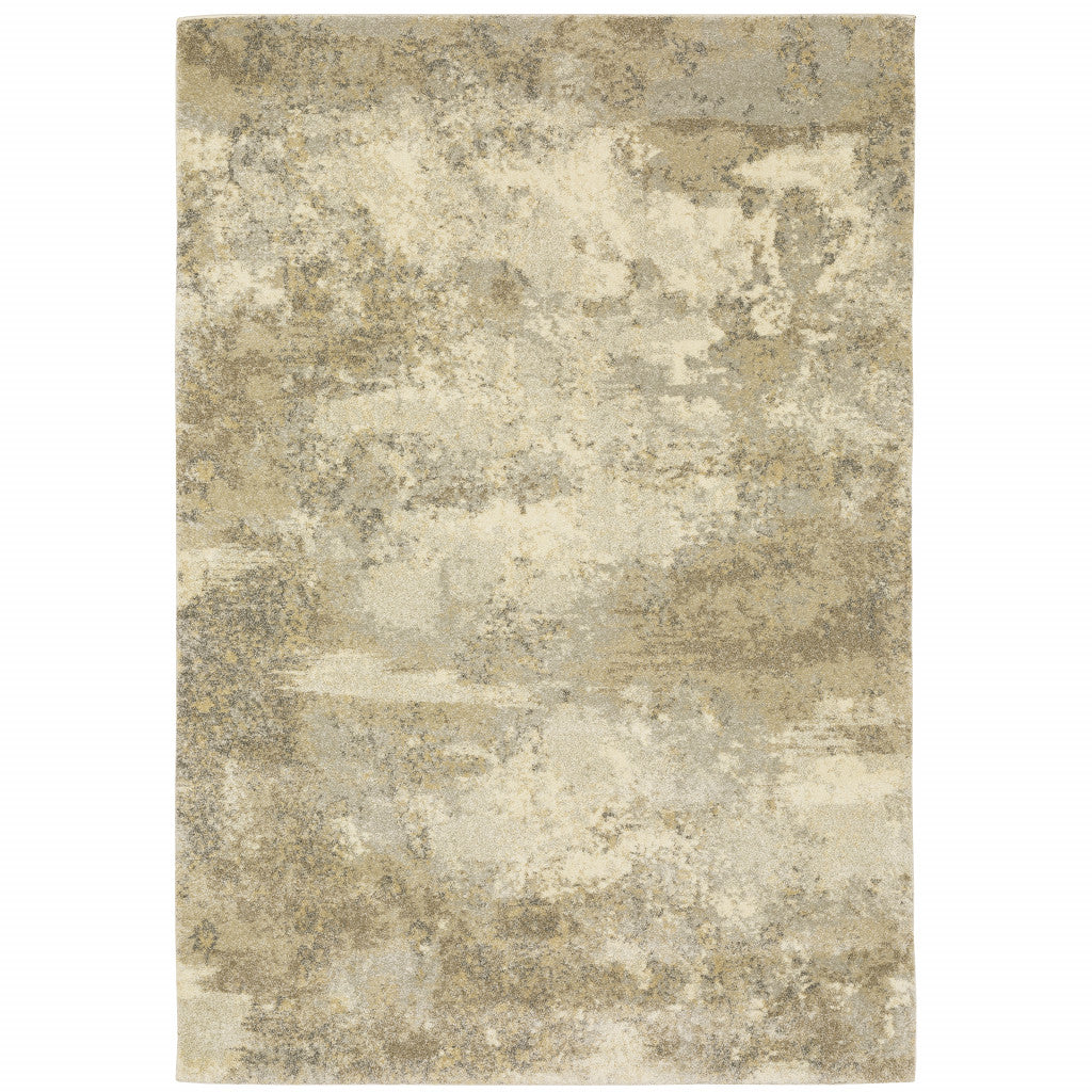 5' X 8' Beige and Gold Abstract Power Loom Area Rug