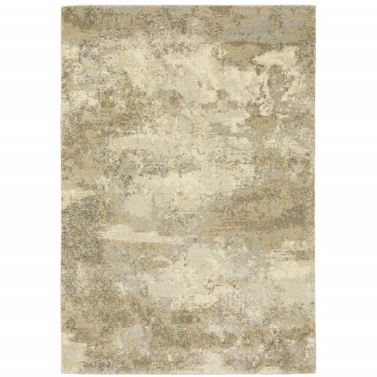 5' X 8' Beige and Gold Abstract Power Loom Area Rug