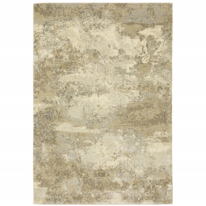 7' X 10' Beige and Gold Abstract Power Loom Area Rug