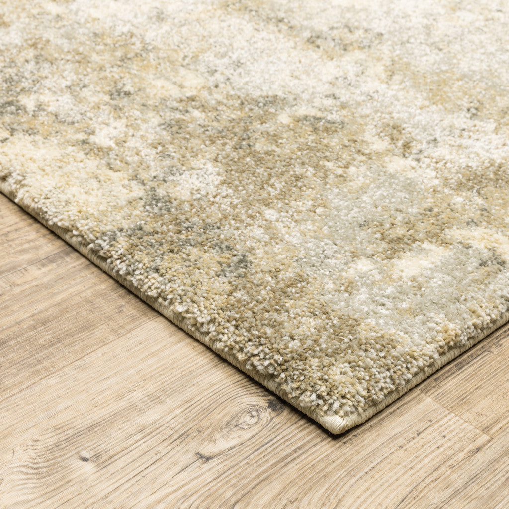 8' X 11' Beige and Gold Abstract Power Loom Area Rug