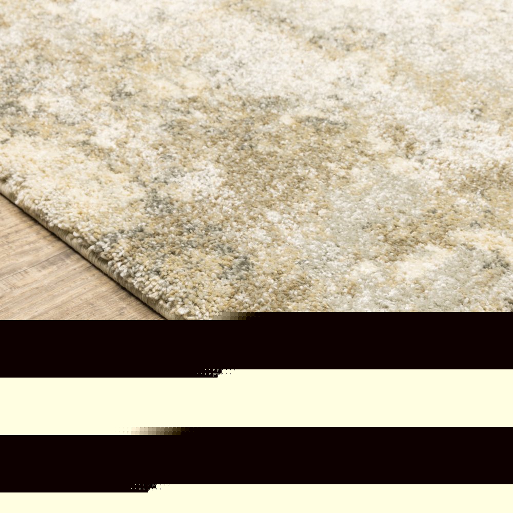 8' X 11' Beige and Gold Abstract Power Loom Area Rug