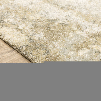 8' X 11' Beige and Gold Abstract Power Loom Area Rug
