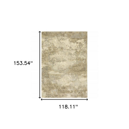 10' X 13' Gold And Beige Abstract Area Rug