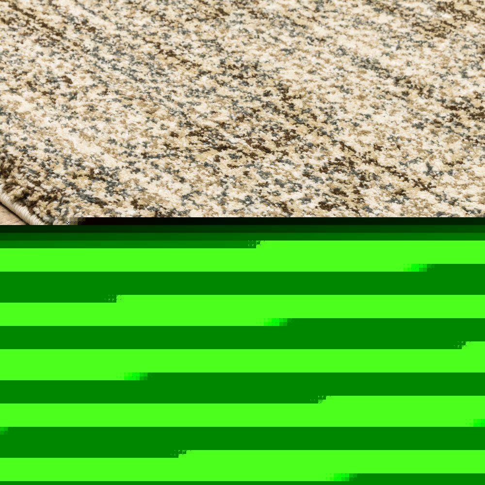 2' X 8' Beige Brown Tan And Blue Green Abstract Power Loom Stain Resistant Runner Rug