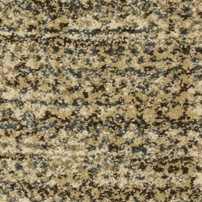 2' X 8' Beige Brown Tan And Blue Green Abstract Power Loom Stain Resistant Runner Rug