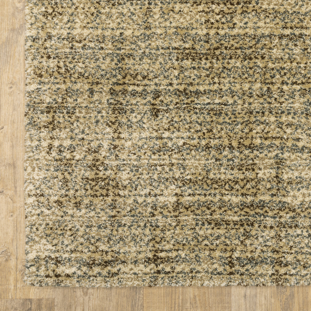 2' X 8' Beige Brown Tan And Blue Green Abstract Power Loom Stain Resistant Runner Rug