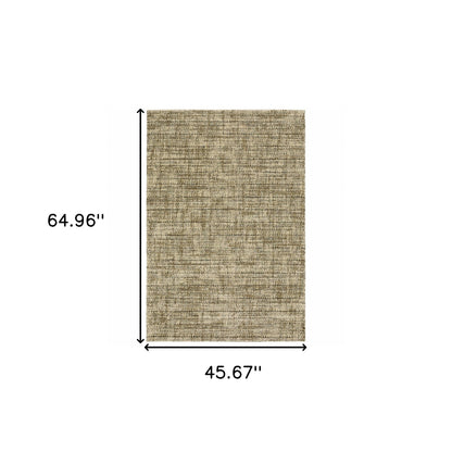 3' X 5' Beige Brown Tan And Blue Green Abstract Power Loom Stain Resistant Area Rug