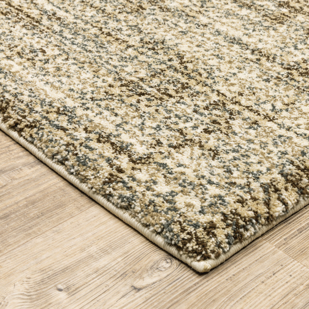 3' X 5' Beige Brown Tan And Blue Green Abstract Power Loom Stain Resistant Area Rug