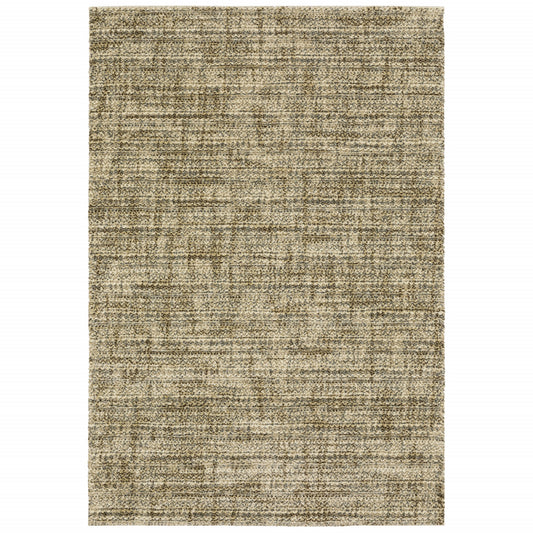 5' X 8' Beige Brown Tan And Blue Green Abstract Power Loom Stain Resistant Area Rug